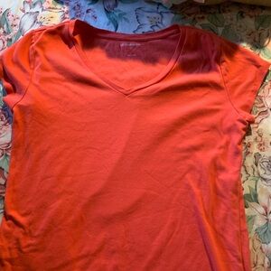 Liz Claiborne Coral V-Neck Short Sleeve Top Size Medium